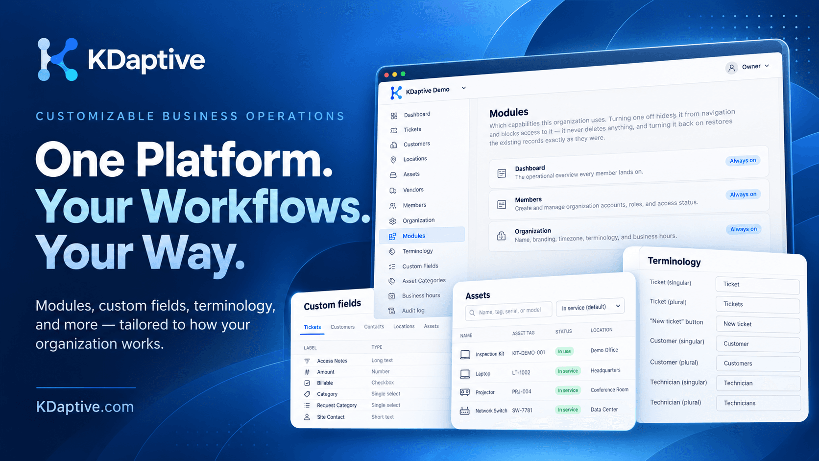KDaptive service operations platform product preview